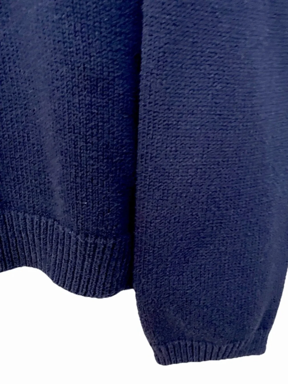 Lands' End  End Navy Cardigan Sweater Medium 100% Cotton Collar Oversized - Picture 9 of 10